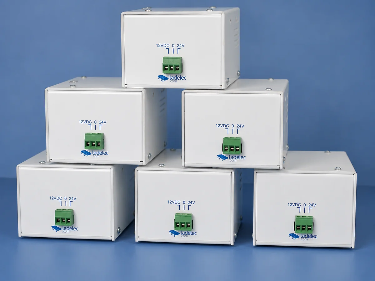 Gabinetes en acrílico blanco - SKU LAD-CH-001 Varios gabinetes en acrílico blanco con bornera de conexión - Ladelec