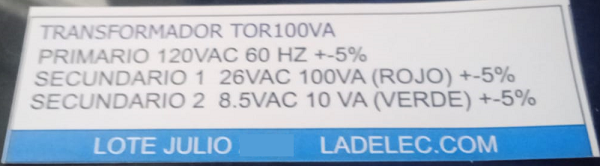 TOR100VA ESPECIFICACIONES